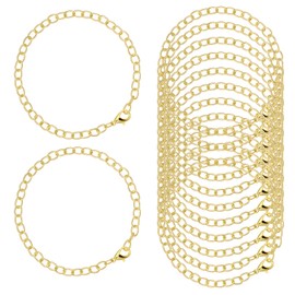 12 Pcs Gold Charm Bracelet Chain Alloy Link Chains Bracelets Lobster Clasp DIY Charm Bracelets for Men Women DIY Jewelry Bracelet Making Supplies