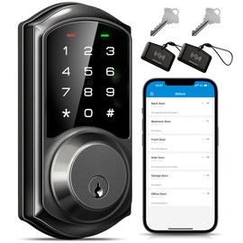 Veise VE06 Smart Deadbolt with App Control, Keyless Entry Smart Lock for Front Door, Electronic Digital Door Lock with Code, Easy Install, Matte Black