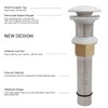 GZILA Vessel Sink Drain Without Overflow, White Pop-Up Drain With
