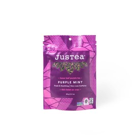 JusTea PURPLE MINT | Loose Leaf Purple Tea | Recyclable Refill Pouch | 40+ Cups (60g) | Very Low Caffeine | Award-Winning | Fair Trade | Non-GMO