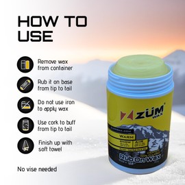 ZUMWax Ski Snowboard Ceramic Non Fluoro RUB ON Racing Wax (Rub On Wax, Warm Temps)