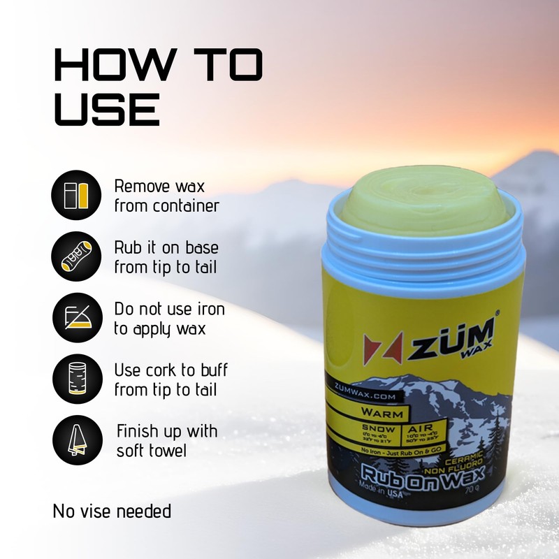ZUMWax Ski Snowboard Ceramic Non Fluoro RUB ON Racing Wax
