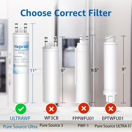 Haprait HP005 Replacement for Frigidaire ULTRAWF, Pure Source Ultra, Kenmore 9999, 469999, 46-9999, A0094E28261 Water and Ice, Height 11 inches, 2 Count