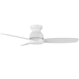 Carro 48 Inch Flush Mount Ceiling Fan without Lights, Ceiling Fan with Remote Low Profile White, 10-Speed Reversible DC Motor, 3 Dual Finish Blades, Indoor for Bedroom