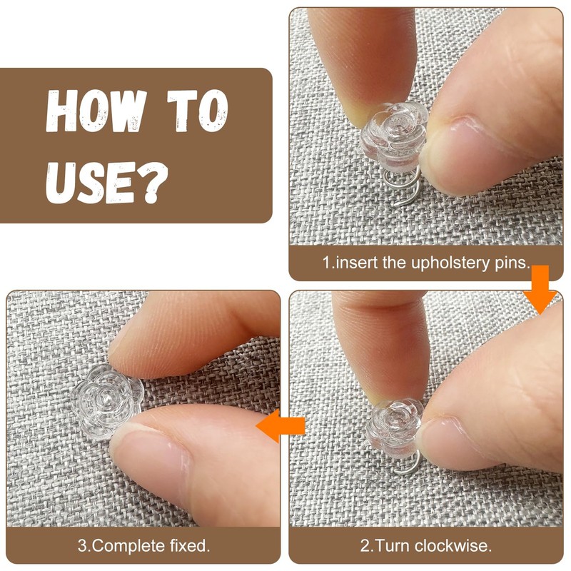 120Pcs Upholstery Pins,Stainless Steel Transparent Upholstery Tacks,Clear Heads Twist Pins