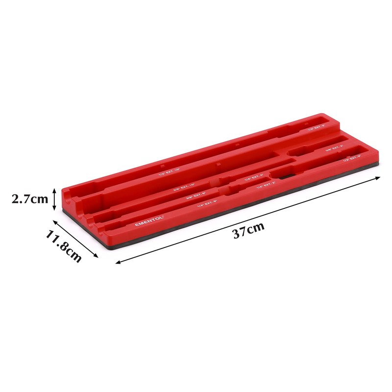 EMENTOL 9PCS Magnetic Extension Bar Holder, Red, 1/4", 3/8" and