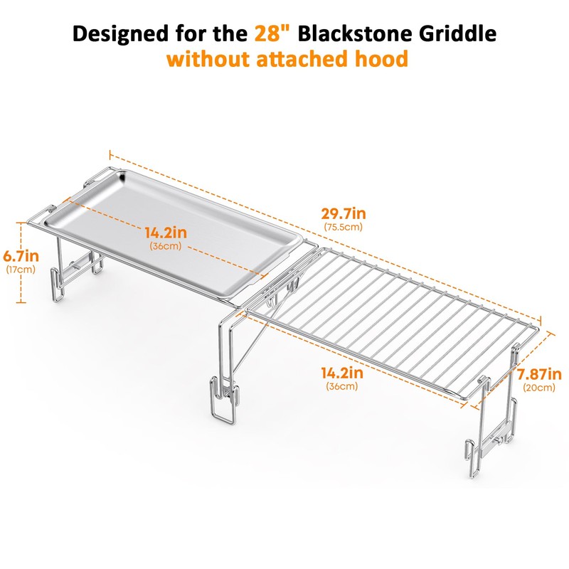 Stanbroil Griddle Warming Rack and Tray for 28" Blackstone Griddle