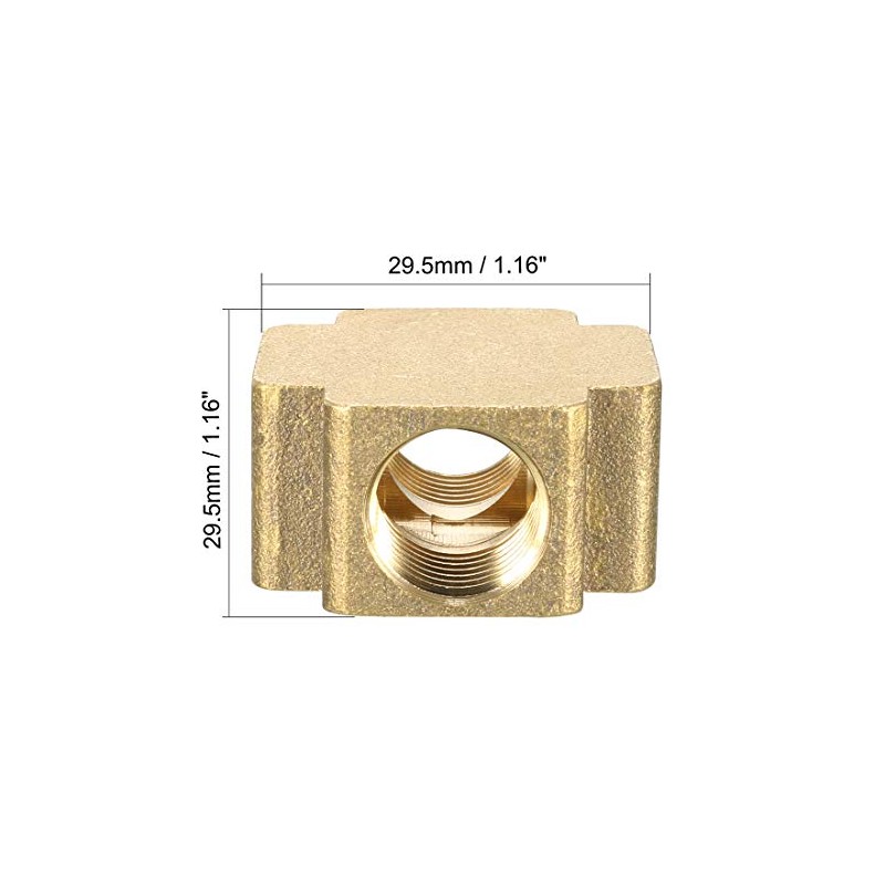 uxcell Brass Cross Pipe Fitting 1/4 PT Female Thread 4
