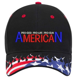 Pro-God Pro-Life Pro-Gun 2nd Amendment Gun Religious Embroidered US flag and Trucker Structured Adjustable One Size Fits All Hat (Black756)
