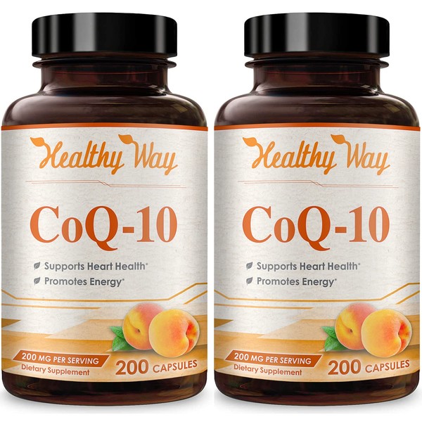 Healthy Way Pure CoQ10 200mg 200 Capsules Non-GMO
