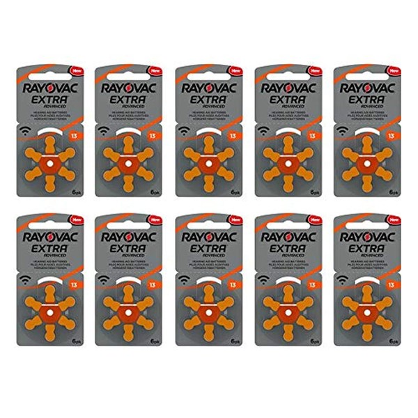 RAYOVAC EXTRA HEARING AID BATTERIES SIZE 13 NEW pack 60 pcs (Original Version)