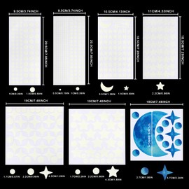 Fssqii 561pcs Glow in The Dark Stars Half Moon Wall Decals for Ceiling Living Room Kids Bedroom Luminous Planet Meteor Dots Stickers DIY Decoration (Half Moon-Blue)
