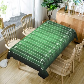 SIEDYCV Football Tablecloth, 52x70 Inch Green Grass Lawn Football Field Rectangle Polyester Fabric Table Cloth,Washable Table Cover for Soccer Centrepiece Tables Sport Boy Birthday Party Decoration