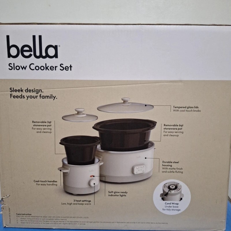 Bella Slow Cooker Set, 6-Quart & 2-Quart Programmable - FREE