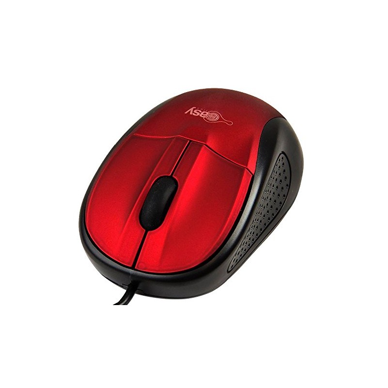 Easy Line MOUMST1110 Mouse, Rojo, 3 Botones, Óptico, 1000 Dpi