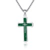 YueYuan Cross Necklace for Women Men 925 Sterling Silver Green