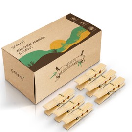 greenli® 50 x Bamboo Clothes Pegs, 6 cm, The Sustainable Alternative to Wooden Pegs