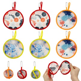 SAIIURV 6 Stück Rund Faltbar Handfächer, Fächer Faltbar, Fächer Rund Faltbar, Faltbarer Fächer, Hand Fan Fecher Damen Blume Handfächer Taschenfächer (6 Stück)