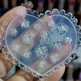 3D Carving Rose Camellia Flower Molds for Nails Design Silicone Nail Molds for Charms Heart Shape Carved Template Flowers Resin Nail Mold Spring Summer Floral Nail Art Mold Manicure Decor Accessories