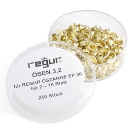 REGUR Ösen 3,2mm für EP 30 Stanz- und Ösenzange, 250 Stück für 2 - 10 Blatt für Verträge, zum Präsentieren, Reparieren, Basteln, Verzieren.