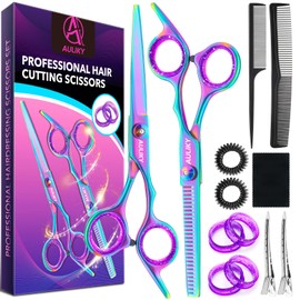 AULikY Hair Cutting Scissors Shears Kit, 6.7 Barber Scissors,Professional Haircut Scissors Kit,Stainless Steel Hairdressing Thinning Shears for Barber,Salon,Women,Home,Men
