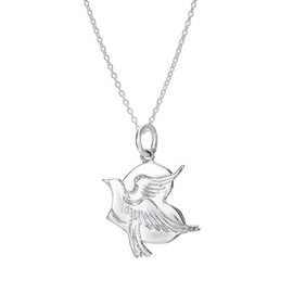 Sterling Silver Dove in Heart Pendant Necklace, 18"