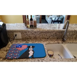 Caroline's Treasures WDK5148DDM Natural Eared Black Boxer USA American Dish Drying Mat Absorbent Dish Drying Mat Pad for Kitchen Counter Dish Drainer Mat for Countertop, 14 x 21", Multicolor