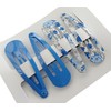 Mibella Trend Haarspangen Set, 4 Stück, Blau und Blumenmuster, Click-Clack