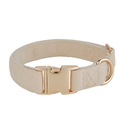 YUDOTE Ultra-soft Dog Collar Natural Cotton Corduroy Made for Small Dogs with Sensitive Skin,Creamy White
