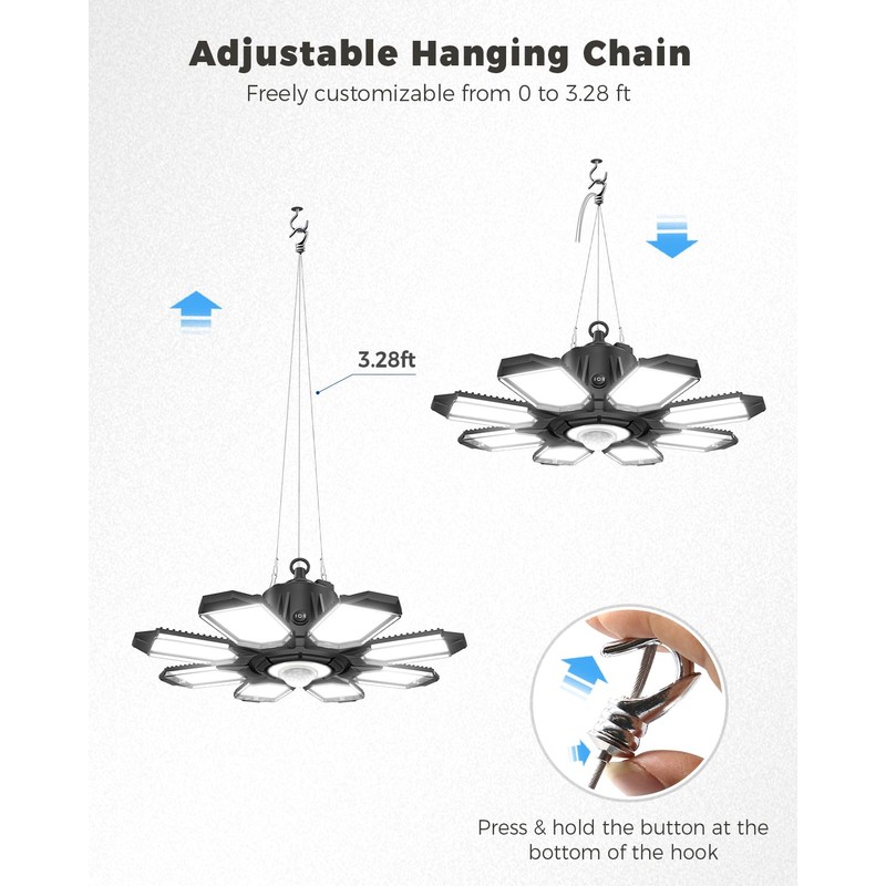 RUNBARRY Motion Sensor Garage Light Plug in - 25000LM Motion