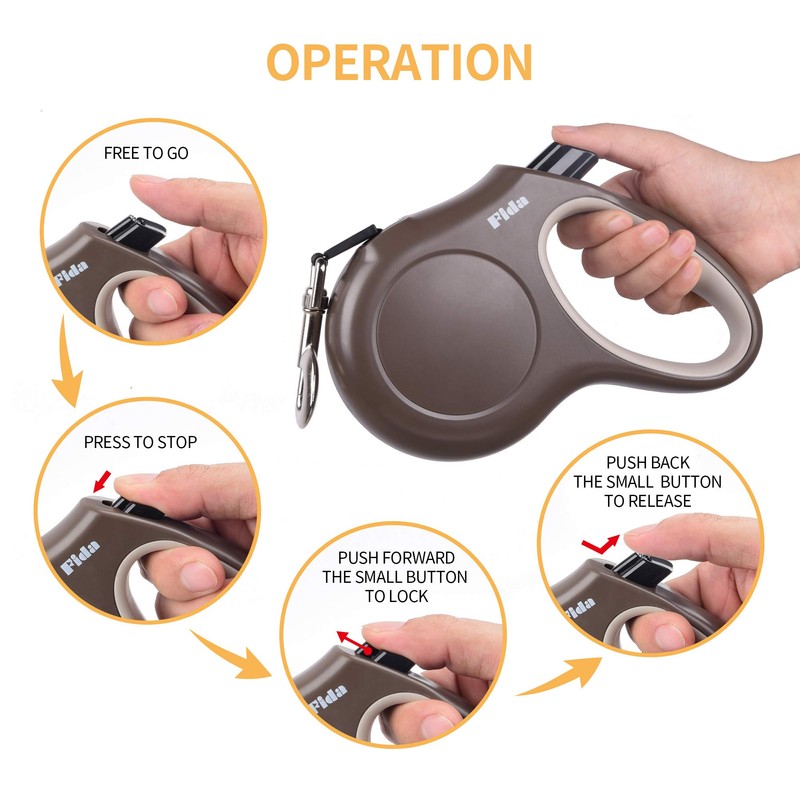 Fida Retractable Dog Leash, 16 ft Dog Walking Leash for