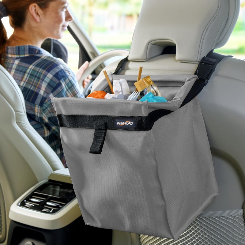 High Road TrashStash Hanging Car Garbage Bag with Push-Close Lid