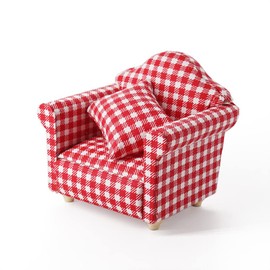 Odoria 1/12 Scale Miniature Chair Armchair Dollhouse Furniture Accessories, Plaid