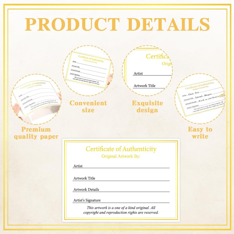 24 Pieces Certificate of Authenticity Premium Certificates Ideal for Valuations