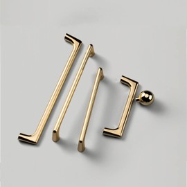 Pack of 2 Kitchen Drawer Handles, Door Handles, Zinc Alloy Handles, Modern Golden Hardware for Wardrobe, Bathroom, Chest of Drawers (Single Hole)