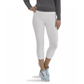 No Nonsense Women's Cotton Capri Legging with Wide Waistband, White, Medium