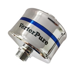 VerterPure Compact Shower Filter – High Output, 100% KDF-55, Removes Chlorine & Contaminants, Softens & Purifies Hard Water, Improves Skin & Hair, Easy Installation, Hot or Cold Water, Chrome