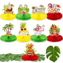 COLOFALLA Hawaii Party Decoration 19 Pieces Table Decoration Luau Party Centrepieces Palm Leaves Tropical Leaves Artificial Decoration for Theme Party Aloha Beach Party Summer Holiday Birthday