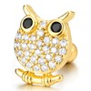 Gold Color Whimsical Owl Stud Earrings with Cubic Zirconia Pave,