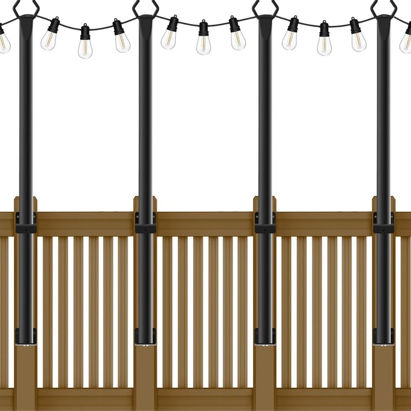 NUERPO 4 Pack String Light Poles,5Ft Metal Poles for Outdoor
