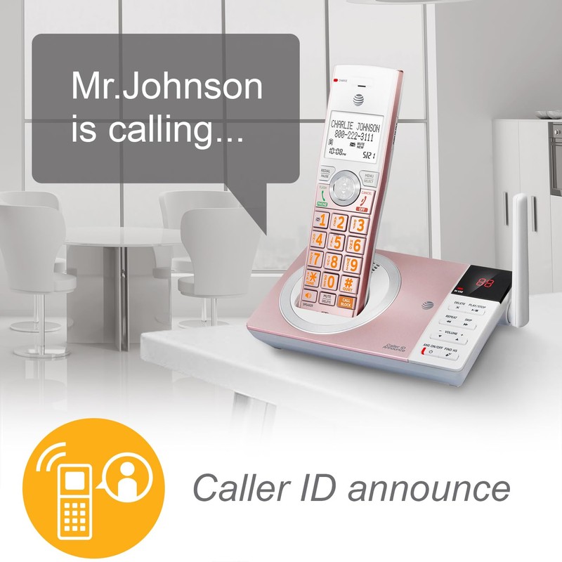 AT&T CL82257 DECT 6.0 2-Handset Cordless Phone for Home with
