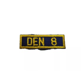 Den 8 Cub Scout BSA Plastic Back Blue & Gold Patch