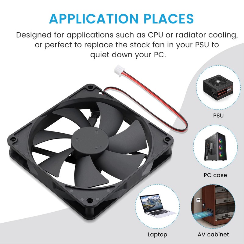 Wathai 140mm Case Fan 12V DC Brushless High Performance Cooling