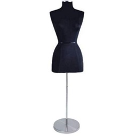 Only Hangers Female Black Jersey Dressmaker Form - Includes Adjustable Height Base, Dress Form and Chrome Neck Cap