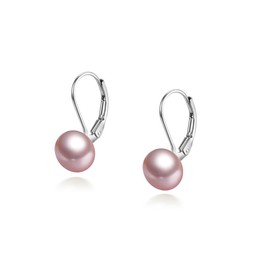 9-9.5mm Pink Freshwater Cultured Pearl Earrings for Women AAAA Quality in Sterling Silver - PremiumPearl