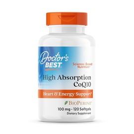 Doctor's Best High Absorption CoQ10 with BioPerine Supplement - Coenzyme Q10 Softgels for Heart Health & Antioxidant Support, Naturally Fermented CoQ1