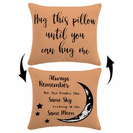 Sufamb Hug This Pillow Until You Can Hug Me Reversible Decor Throw Pillow Case Decor for Home Bedroom, 20'' x 20'' Orang Pillow case,Gift Wife,Husband,Wedding Anniversary,Long Distance Relationship