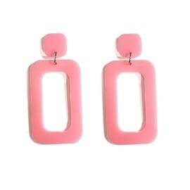 80s Women Colors Retro Earrings Geometric Dangle Neon Earrings for Party Costume Accessory-Pink