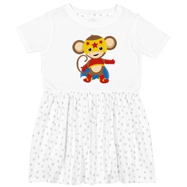 inktastic Superhero Monkey, Cute Monkey, Brown Monkey, Cape Toddler Dress 4T White with Speckles 4467d
