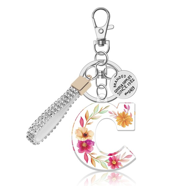 Initial Letter Keychain Gift for Women Alphabet Letter Pendant Key